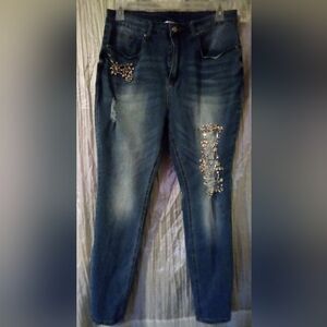 K. Jordan Stretch Embellished Bling Skinny Jeans Size 16